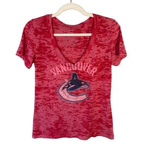 Vancouver Canucks NHL Graphic Pink Burnout Tee Size L Casual Sporty Athleisure